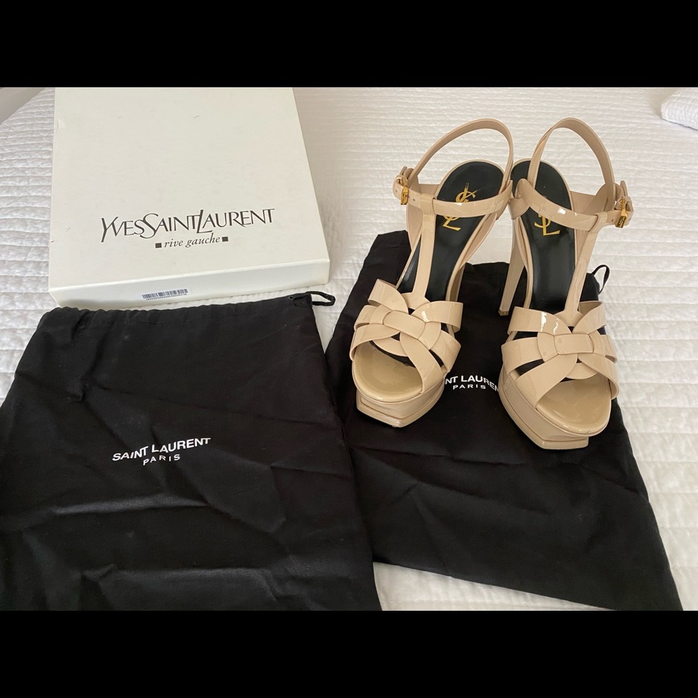 YSL tribute sandals in nude, size 39